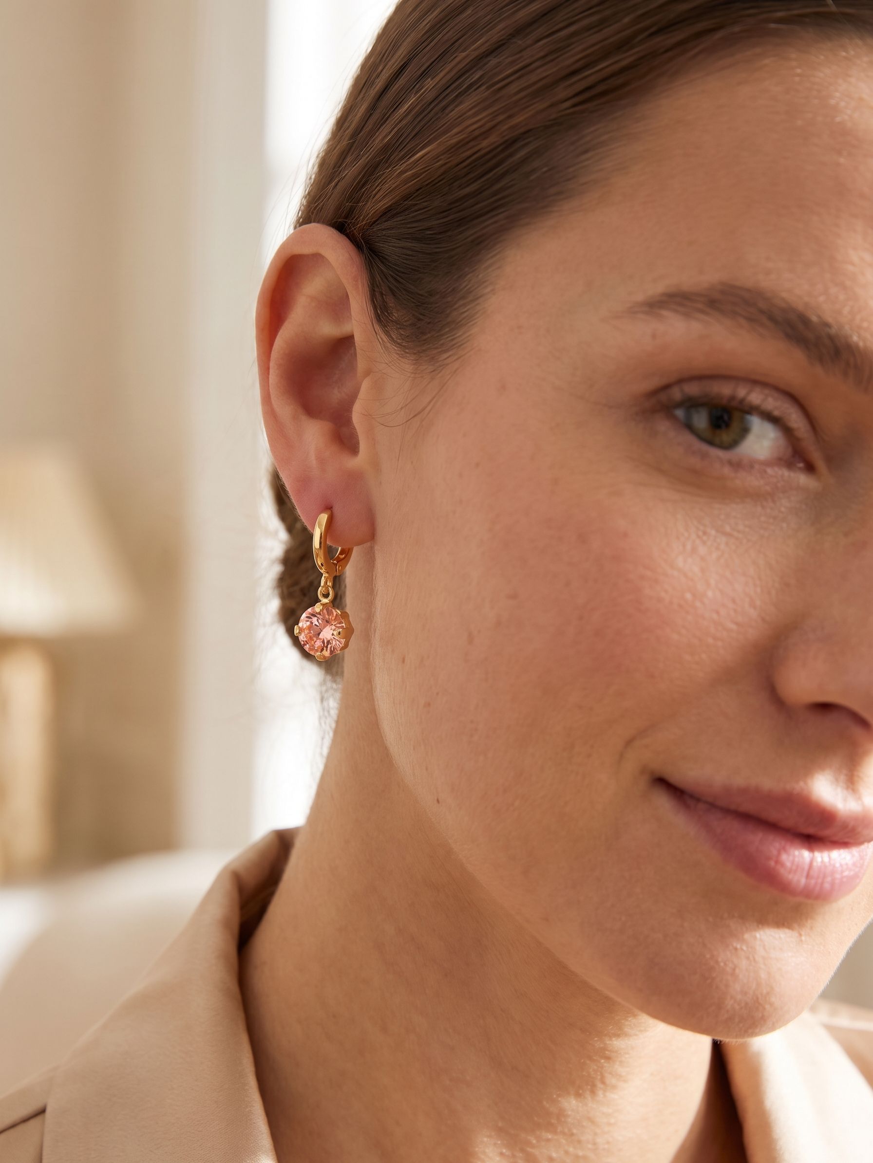 Crystal Stud Huggie Hoop Earrings - EGM1BGLTR