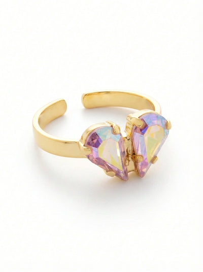 Marlowe Cocktail Ring - RGF2BGLRA - <p>Two glistening pear-cut crystals come together to form a radiant heart centerpiece in the Marlowe Cocktail Ring. Designed with an adjustable open back, this romantic accessory offers a comfortable, customized fit for any finger. (Ring sizes 6-8) From Sorrelli's Light Rose AB collection in our Bright Gold-tone finish.</p>