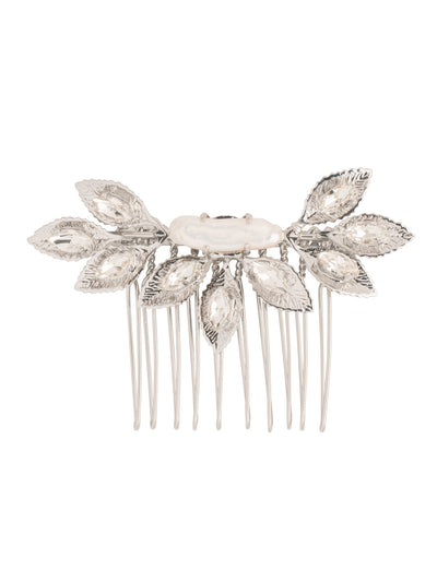 Kassiani Hair Pin - HFH22PDMDP - <p>The Kassiani Hair Pin features a single horizontal pearl surrounded by navette cut crystals, secured on a wire tooth hair comb. From Sorrelli's Modern Pearl collection in our Palladium finish.</p>