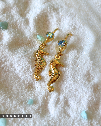 Seahorse Studded Dangle Earrings - EGE13BGCSD