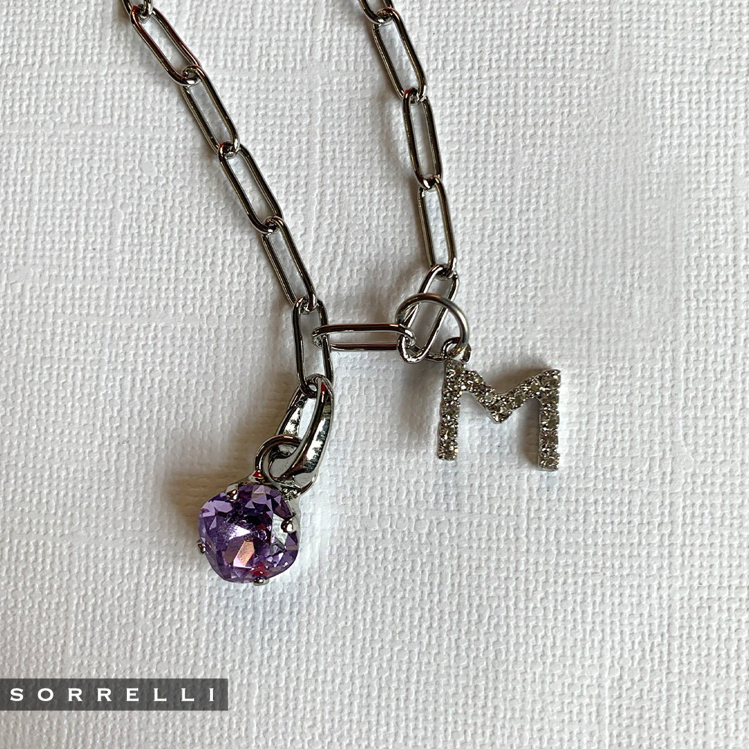 M Initial Paperclip Pendant Necklace - NFB13PDCRY