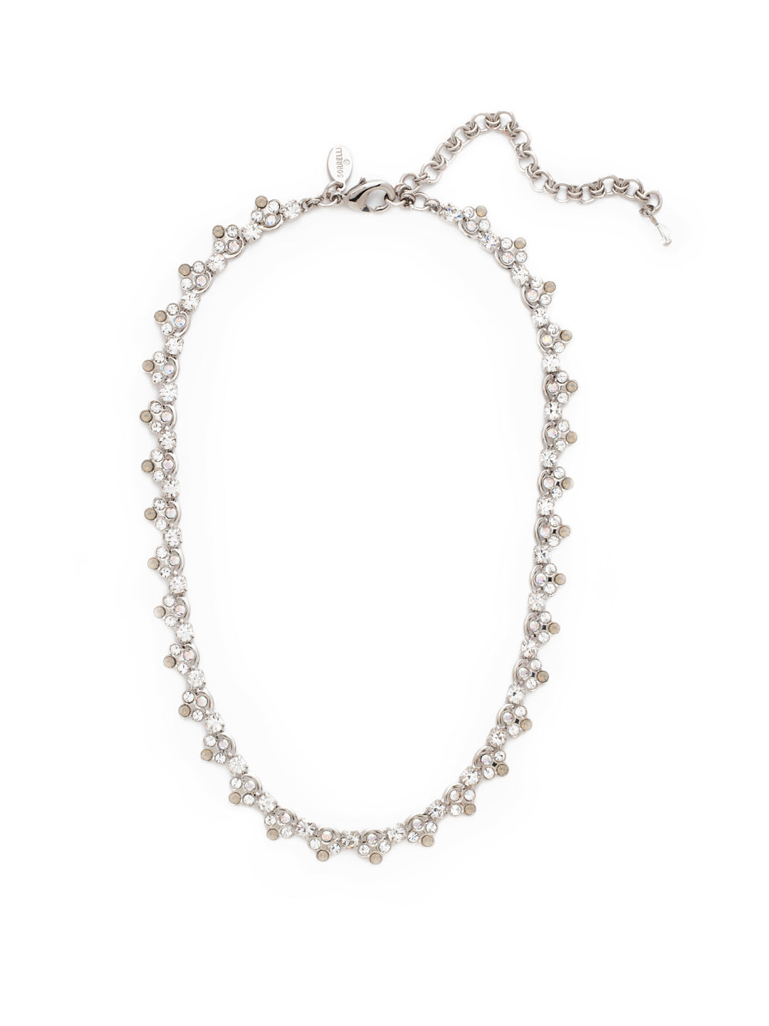 Luxe Lace Tennis Necklace - NAQ20RHWBR - <p>A tried and true classic! Our Luxe Lace Necklace features round crystals in a clover bezel, making it a Sorrelli must. From Sorrelli's White Bridal collection in our Palladium Silver-tone finish.</p>