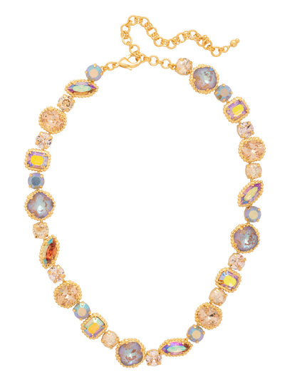 Cushion-Cut Tennis Necklace - NBX100BGCHA - <p>The Cushion-Cut Tennis Necklace features an artful mix of cushion, round, and marquise cut crystals framed in textured bezels, finished with an adjustable chain for a look that’s radiant, refined, and effortlessly statement-making. (15 3/4 inches -18 3/4 inches) From Sorrelli's Chai Latte collection in our Bright Gold-tone finish.</p>