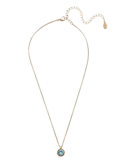 Simplicity Pendant Necklace - NBY38AGAQU - <p>Perfect for any day! The Simplicity Pendant Necklace features a round cut crystal with vintage edging. From Sorrelli's Aquamarine collection in our Antique Gold-tone finish.</p>
