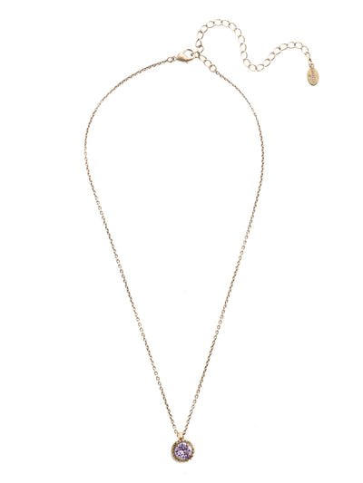 Simplicity Pendant Necklace - NBY38AGVI - <p>Perfect for any day! The Simplicity Pendant Necklace features a round cut crystal with vintage edging. From Sorrelli's Violet collection in our Antique Gold-tone finish.</p>