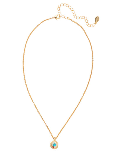 Simplicity Pendant Necklace - NBY38BGCAB - <p>Perfect for any day! The Simplicity Pendant Necklace features a round cut crystal with vintage edging. From Sorrelli's Crystal Aurora Borealis collection in our Bright Gold-tone finish.</p>