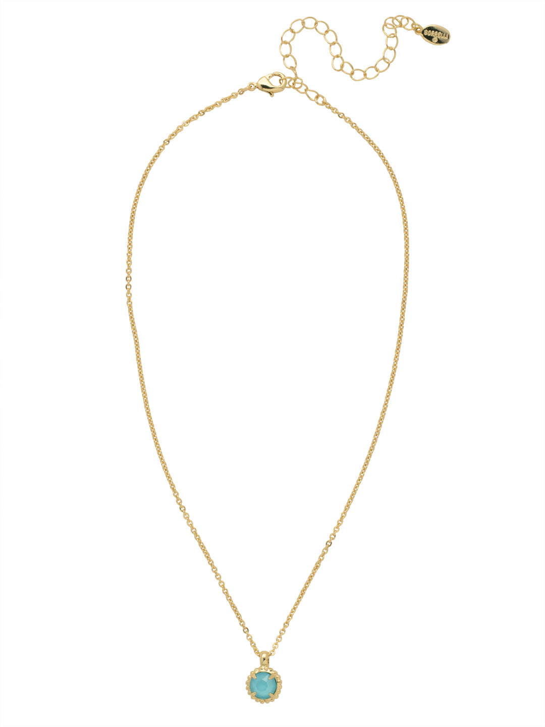 Simplicity Pendant Necklace - NBY38BGHBR - <p>Perfect for any day! The Simplicity Pendant Necklace features a round cut crystal with vintage edging. From Sorrelli's Happy Birthday Redux collection in our Bright Gold-tone finish.</p>