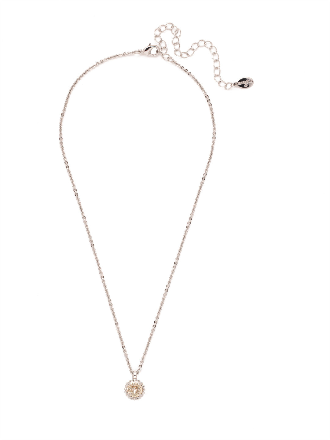 Simplicity Pendant Necklace - NBY38RHCCH - <p>Perfect for any day! The Simplicity Pendant Necklace features a round cut crystal with vintage edging. From Sorrelli's Crystal Champagne collection in our Palladium Silver-tone finish.</p>