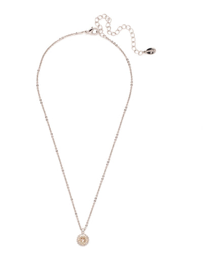 Simplicity Pendant Necklace - NBY38RHCCH - <p>Perfect for any day! The Simplicity Pendant Necklace features a round cut crystal with vintage edging. From Sorrelli's Crystal Champagne collection in our Palladium Silver-tone finish.</p>