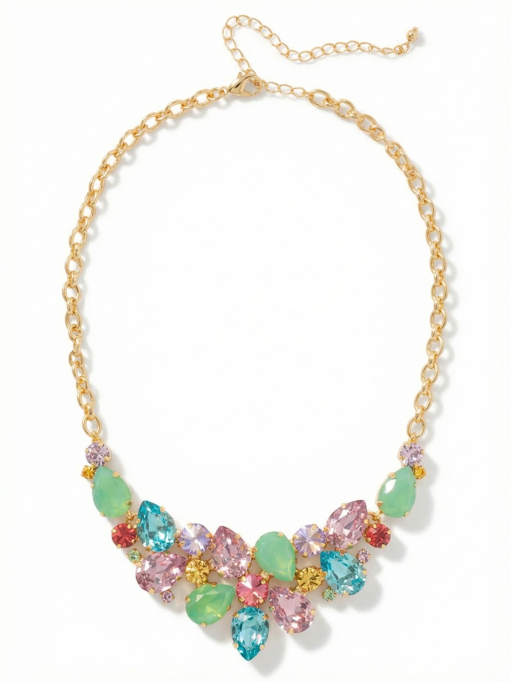 Dare To Pear Crystal Statement Necklace - NCP3BGCPO - <p>Feel your confidence boost when you place this bib necklace onto your collar. A gorgeous cluster of sparkling teardrop crystals make a bold statement, but you'll be the one who's shining bright! From Sorrelli's Candy Pop collection in our Bright Gold-tone finish.</p>