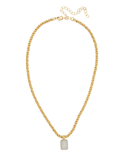 Emerald Rope Chain Pendant Necklace - NCT110BGWO - <p>The Emerald Rope Chain Pendant Necklace features an emerald cut pendant on an adjustable rope chain, secured by a lobster claw clasp. From Sorrelli's White Opal collection in our Bright Gold-tone finish.</p>