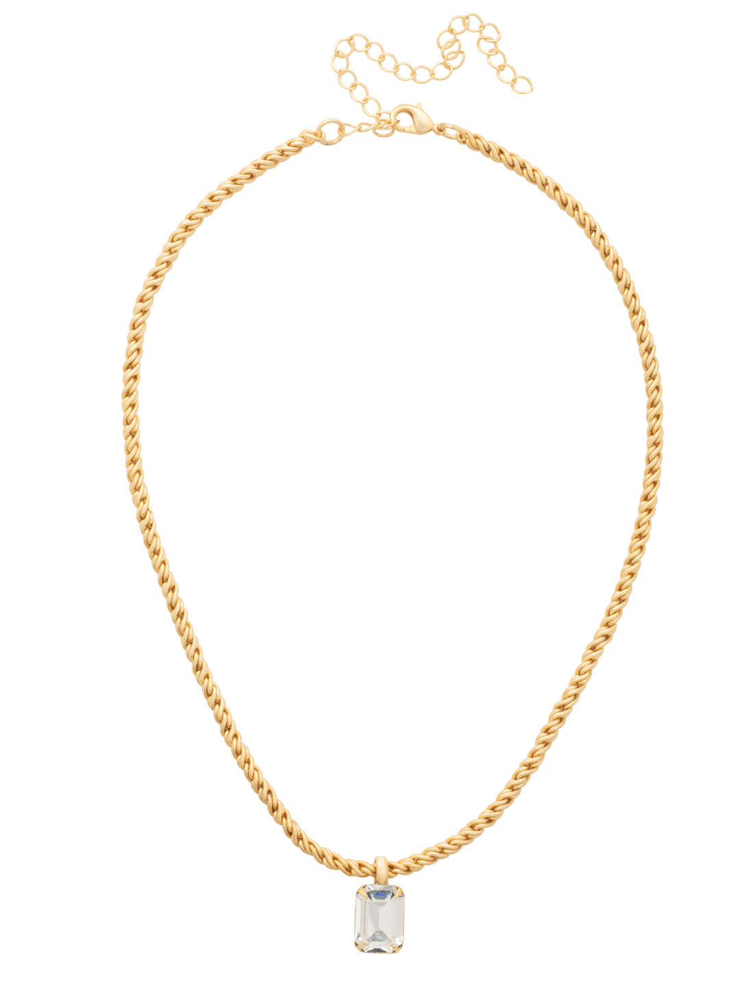 Emerald Rope Chain Pendant Necklace - NCT110MGCRY - <p>The Emerald Rope Chain Pendant Necklace features an emerald cut pendant on an adjustable rope chain, secured by a lobster claw clasp. From Sorrelli's Crystal collection in our Matte Gold-tone finish.</p>