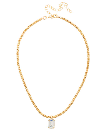 Emerald Rope Chain Pendant Necklace - NCT110MGCRY - <p>The Emerald Rope Chain Pendant Necklace features an emerald cut pendant on an adjustable rope chain, secured by a lobster claw clasp. From Sorrelli's Crystal collection in our Matte Gold-tone finish.</p>