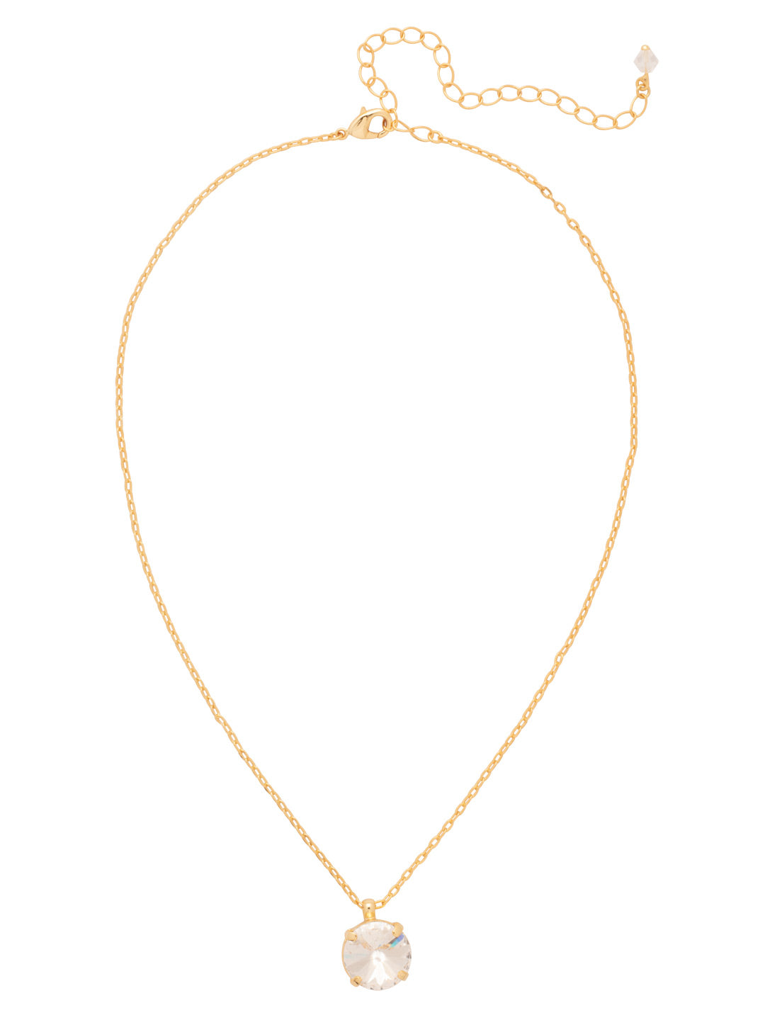 Nadine Pendant Necklace - NDB83BGCRY - <p>The Nadine Pendant Necklace features a single round cut crystal at the base of an adjustable chain, secured with a lobster claw clasp. From Sorrelli's Crystal collection in our Bright Gold-tone finish.</p>
