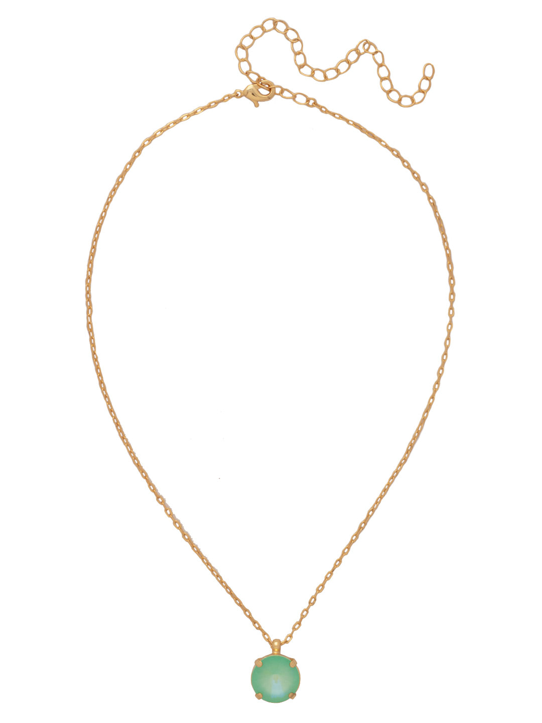 Nadine Pendant Necklace - NDB83BGMND - <p>The Nadine Pendant Necklace features a single round cut crystal at the base of an adjustable chain, secured with a lobster claw clasp. From Sorrelli's Mint Delite collection in our Bright Gold-tone finish.</p>