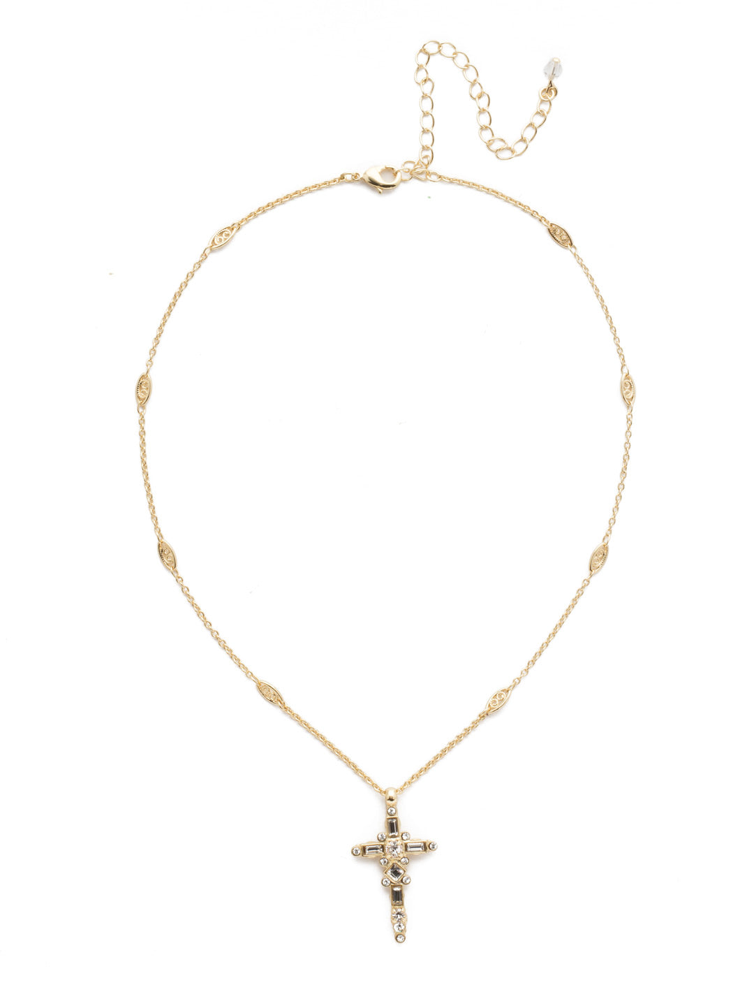 Dierdre Cross Pendant Necklace - NDQ54BGCRY - <p>A truly divine pendant. This delicate cross necklace features multi-cut crystals in an antique inspired setting. This crystal cross necklace offers movement on the chain for ease of wear. From Sorrelli's Crystal collection in our Bright Gold-tone finish.</p>