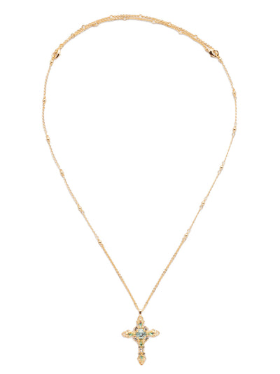 Elowen Pendant Necklace - NDS3BGLBH - <p>This long-strand cross is full of delicate detail, from its decorative chain to the brilliant mix of crystal shapes. This style also features a double lobster claw closure which allows for extreme length adjustment and easy layering with other necklaces. From Sorrelli's Laguna Beach collection in our Bright Gold-tone finish.</p>