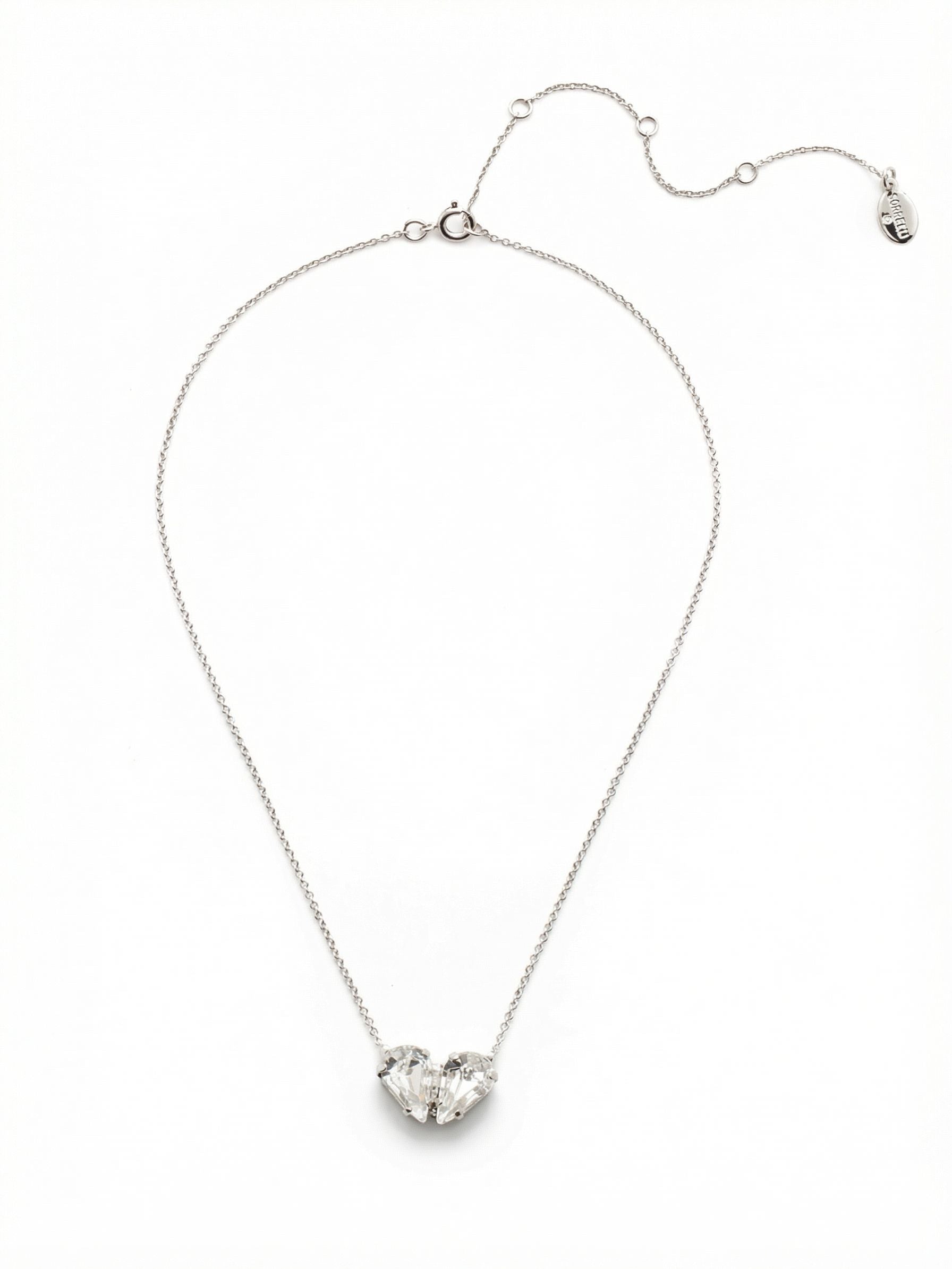 Valentina Pendant Necklace - NEM10RHCRY - <p>Two pear crystals stand front and center in this classic necklace that you can love year-round. From Sorrelli's Crystal collection in our Palladium Silver-tone finish.</p>