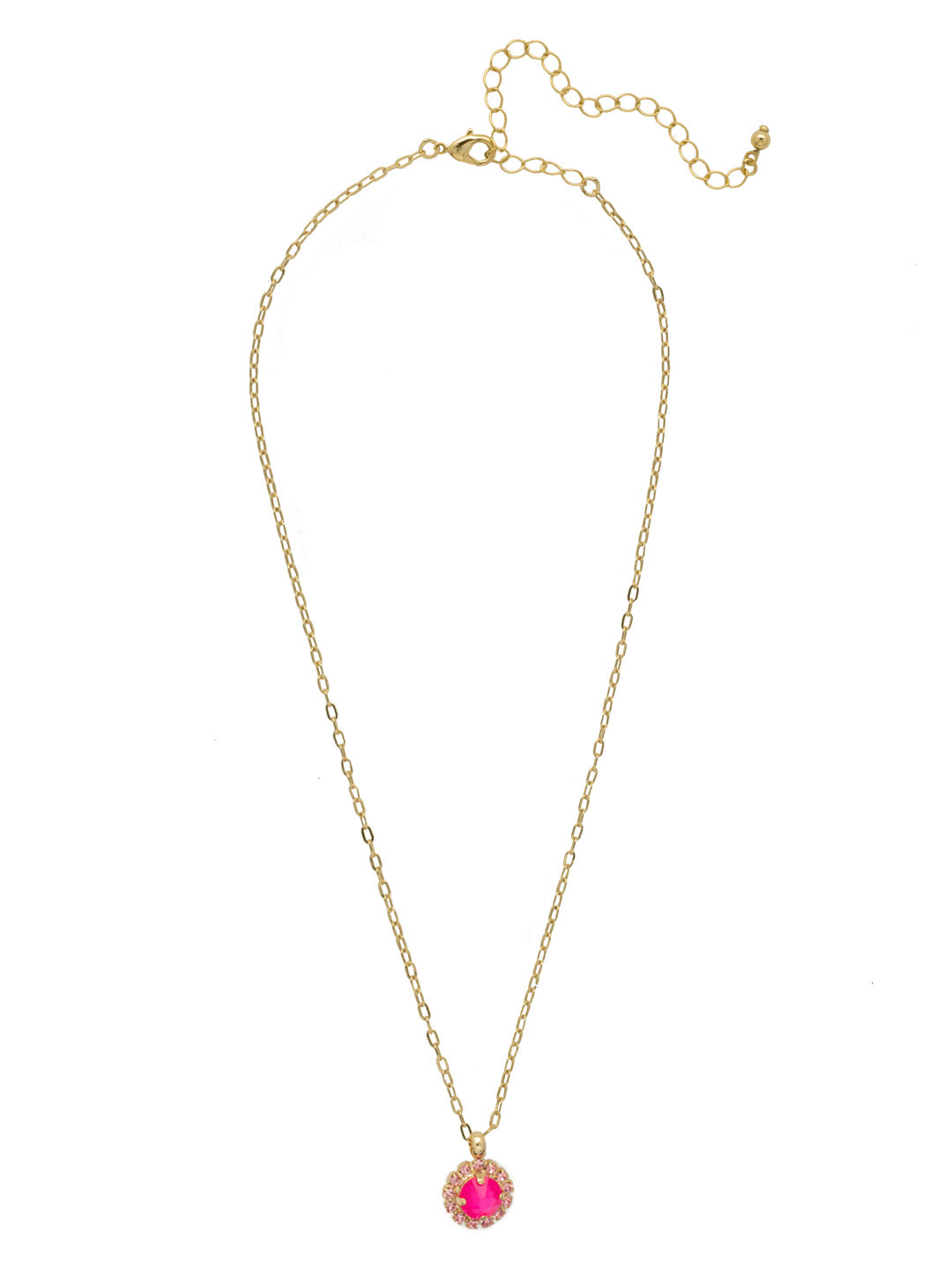 Haute Halo Pendant Necklace - NEX10BGBFL - <p>A single halo set round crystal hangs from a delicate adjustable chain. From Sorrelli's Big Flirt collection in our Bright Gold-tone finish.</p>