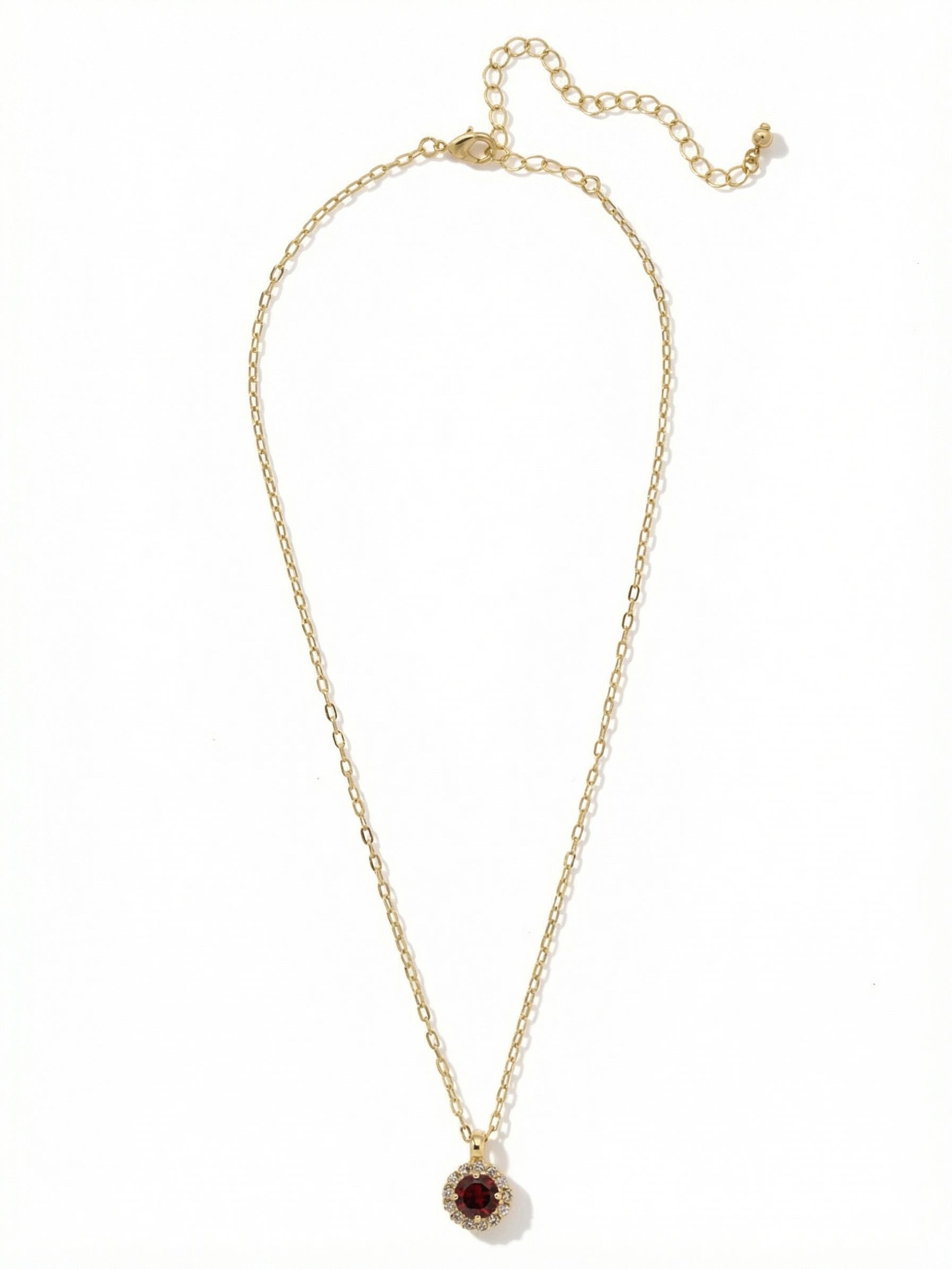 Haute Halo Pendant Necklace - NEX10BGBUR - <p>A single halo set round crystal hangs from a delicate adjustable chain.</p>