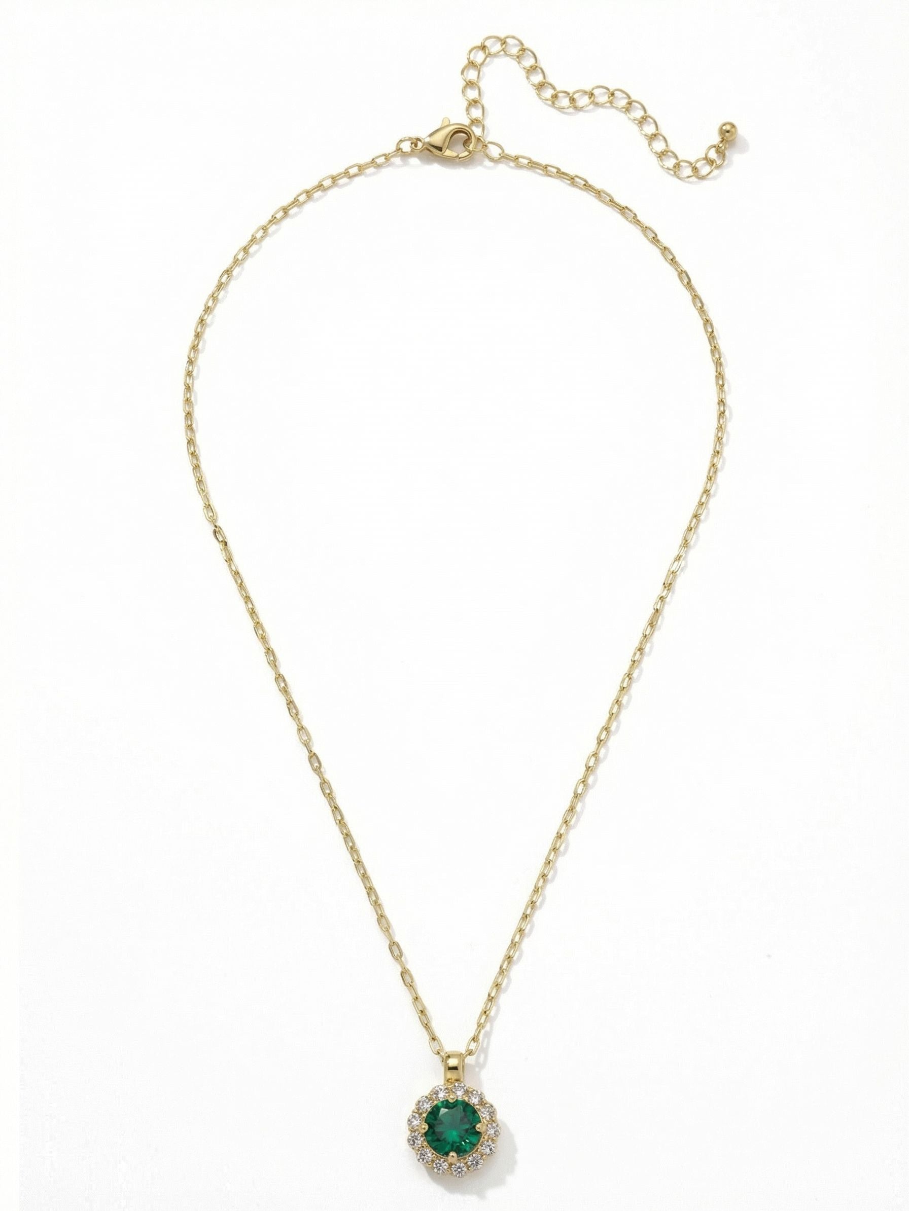 Haute Halo Pendant Necklace - NEX10BGEME - <p>A single halo set round crystal hangs from a delicate adjustable chain.</p>