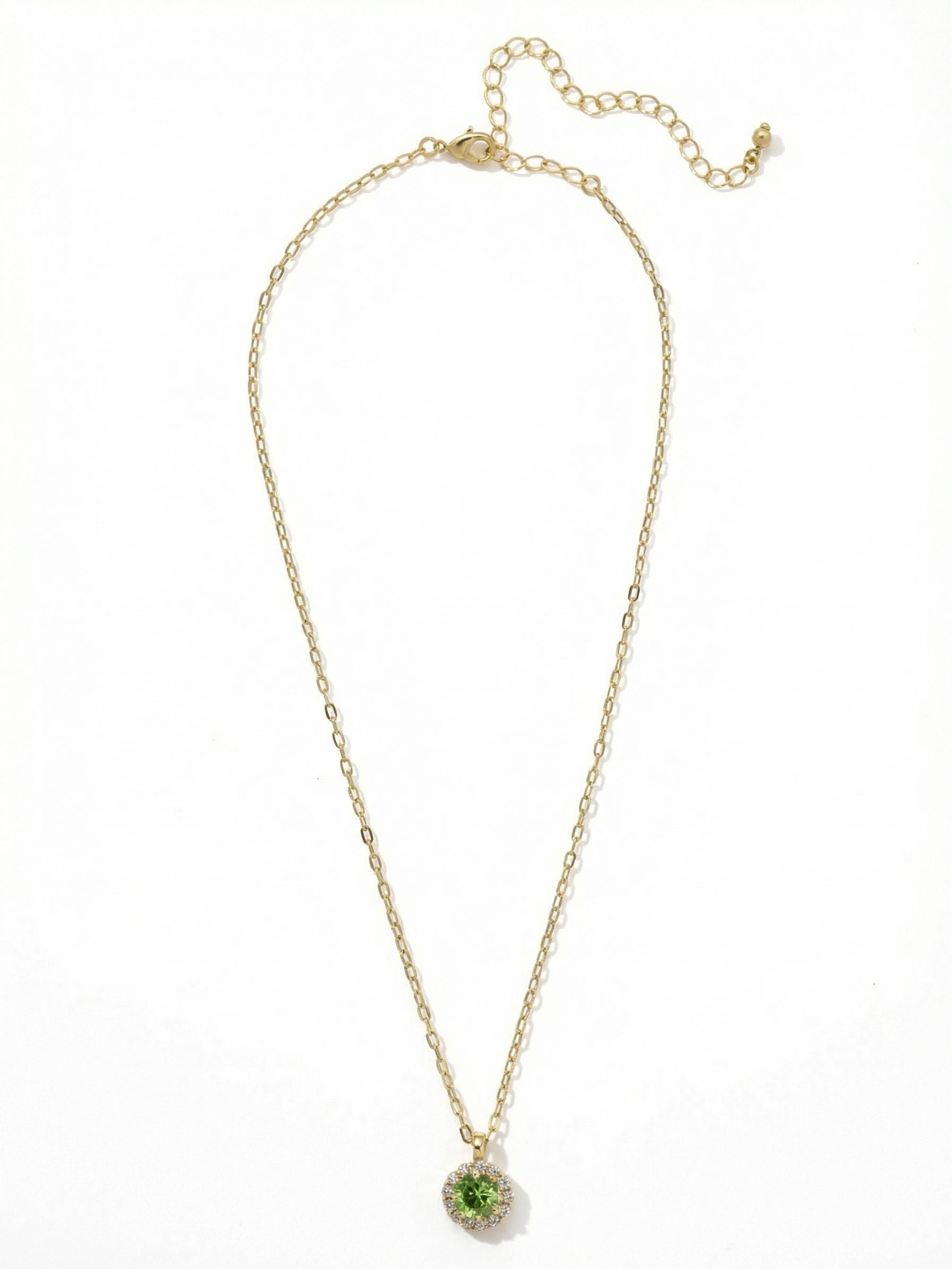 Haute Halo Pendant Necklace - NEX10BGPER - <p>A single halo set round crystal hangs from a delicate adjustable chain.</p>
