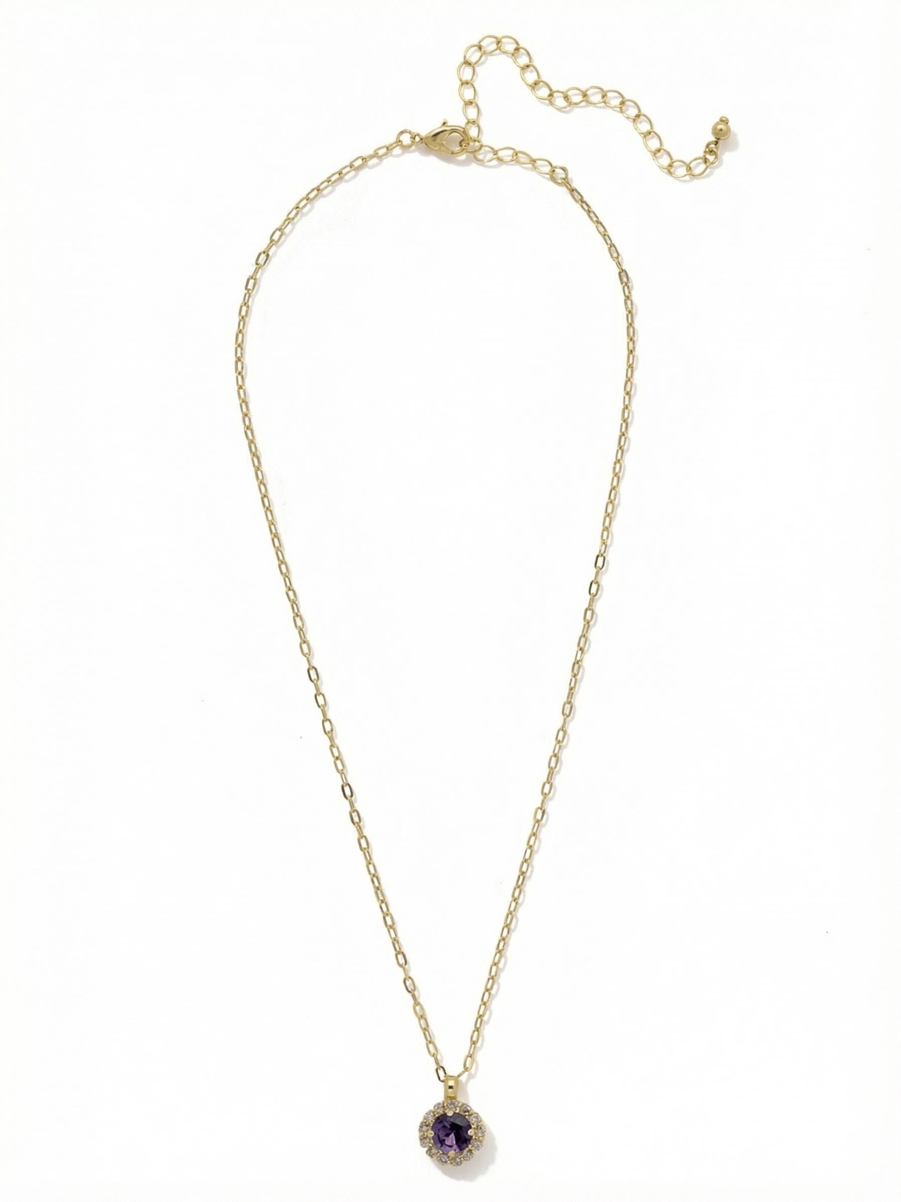 Haute Halo Pendant Necklace - NEX10BGPV - <p>A single halo set round crystal hangs from a delicate adjustable chain.</p>