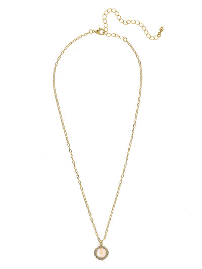 Haute Halo Pendant Necklace - NEX10BGUW - <p>A single halo set round crystal hangs from a delicate adjustable chain. From Sorrelli's Ultra White collection in our Bright Gold-tone finish.</p>