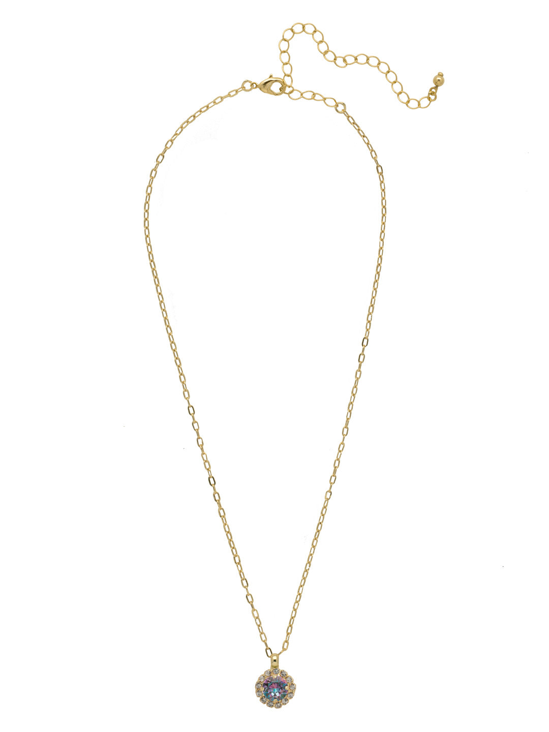 Haute Halo Pendant Necklace - NEX10BGVL - <p>A single halo set round crystal hangs from a delicate adjustable chain. From Sorrelli's Vitrail Light collection in our Bright Gold-tone finish.</p>