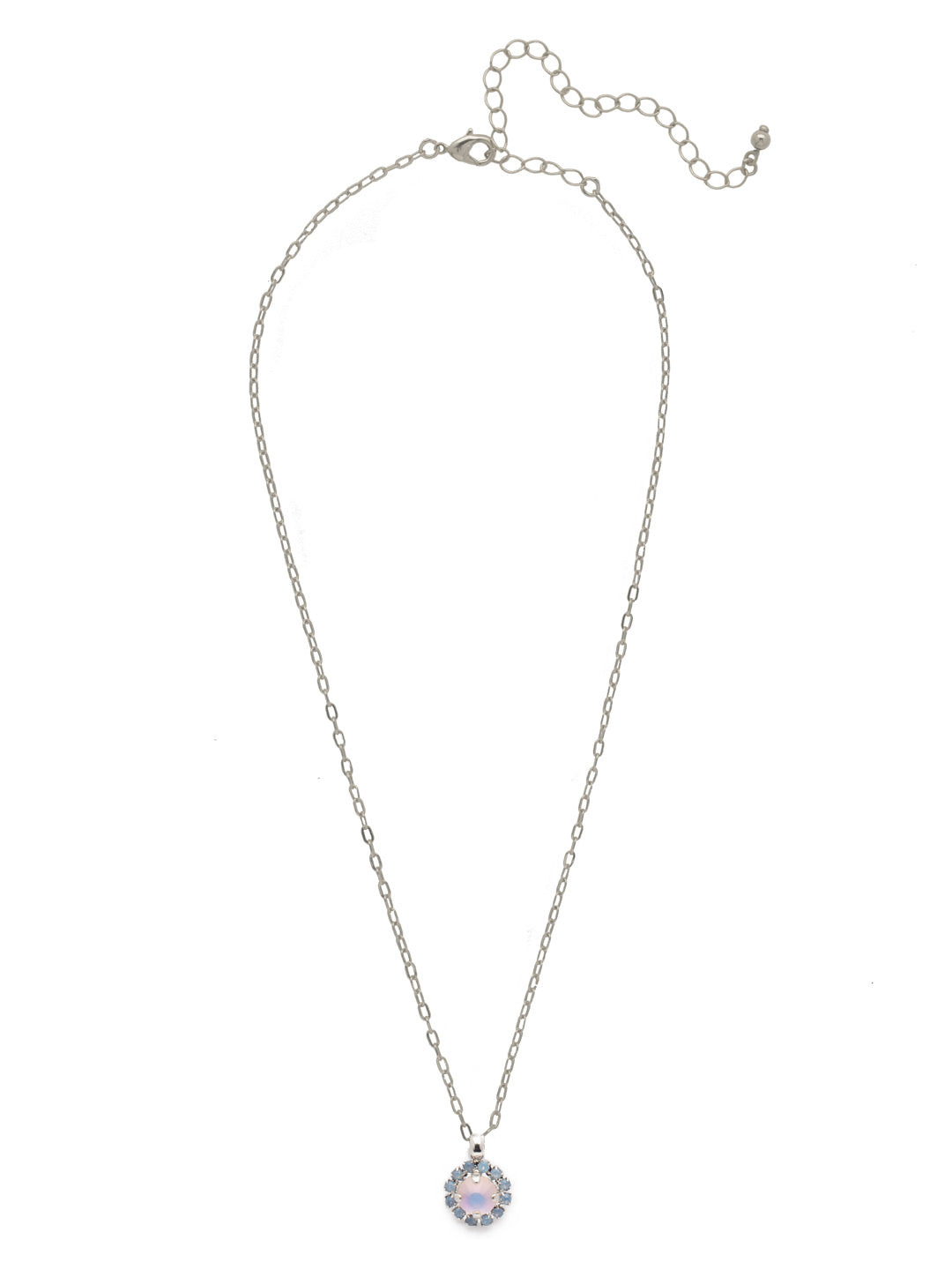 Haute Halo Pendant Necklace - NEX10PDCCC - <p>A single halo set round crystal hangs from a delicate adjustable chain. From Sorrelli's Cotton Candy Clouds collection in our Palladium finish.</p>