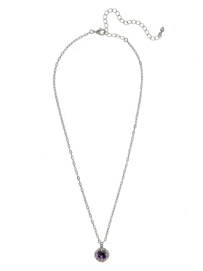 Haute Halo Pendant Necklace - NEX10PDPV - <p>A single halo set round crystal hangs from a delicate adjustable chain. From Sorrelli's Purple Velvet collection in our Palladium finish.</p>