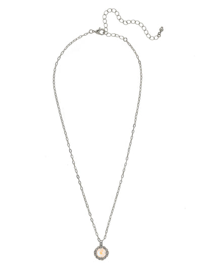 Haute Halo Pendant Necklace - NEX10PDUW - <p>A single halo set round crystal hangs from a delicate adjustable chain. From Sorrelli's Ultra White collection in our Palladium finish.</p>