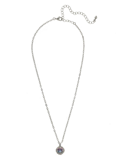 Haute Halo Pendant Necklace - NEX10PDVL - <p>A single halo set round crystal hangs from a delicate adjustable chain. From Sorrelli's Vitrail Light collection in our Palladium finish.</p>