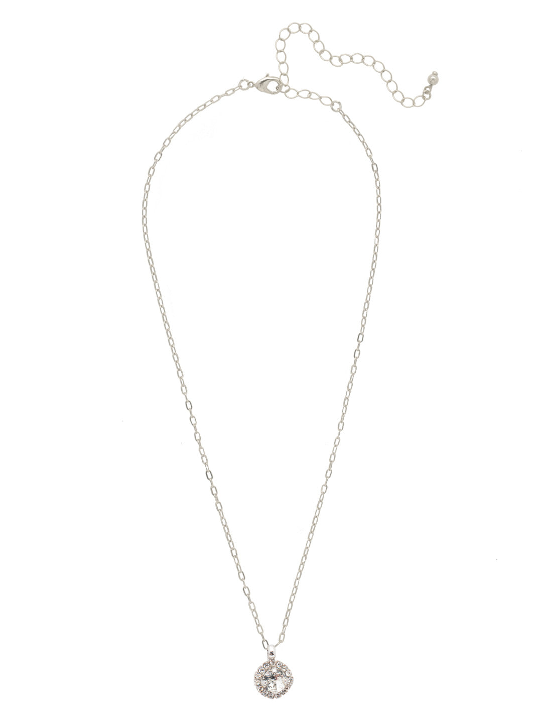 Haute Halo Pendant Necklace - NEX10RHCRY - <p>A single halo set round crystal hangs from a delicate adjustable chain. From Sorrelli's Crystal collection in our Palladium Silver-tone finish.</p>