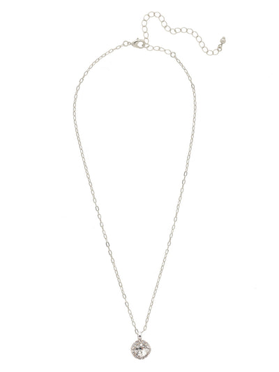 Haute Halo Pendant Necklace - NEX10RHCRY - <p>A single halo set round crystal hangs from a delicate adjustable chain. From Sorrelli's Crystal collection in our Palladium Silver-tone finish.</p>