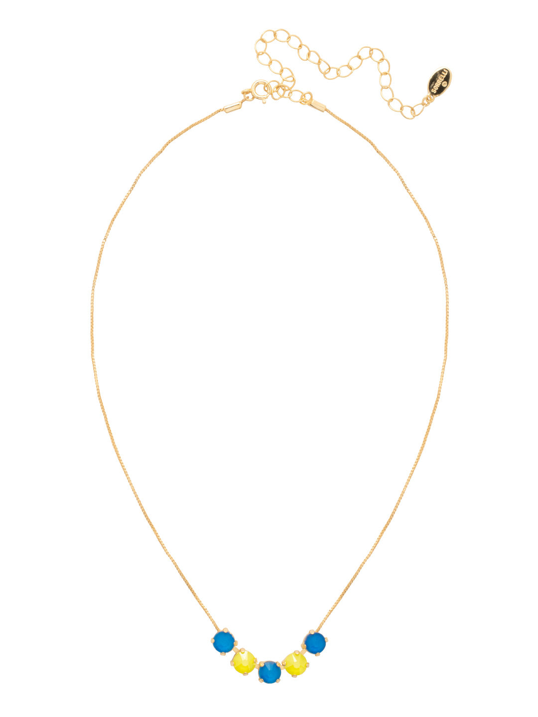Shaughna Tennis Necklace - NFC84BGBPY - <p>The Shaughna Tennis Necklace features five crystals on a delicate adjustable chain. (16-20 inches) From Sorrelli's Blue Poppy collection in our Bright Gold-tone finish.</p>