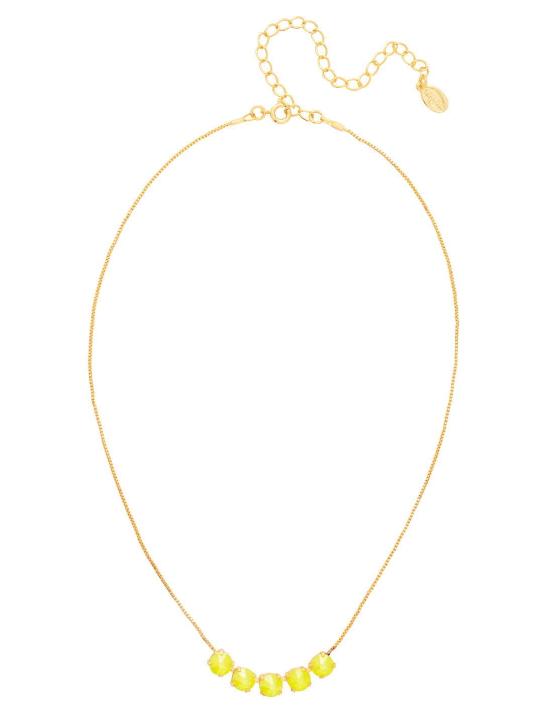 Shaughna Tennis Necklace - NFC84BGELY - <p>The Shaughna Tennis Necklace features five crystals on a delicate adjustable chain. (16-20 inches) From Sorrelli's Electric Yellow collection in our Bright Gold-tone finish.</p>