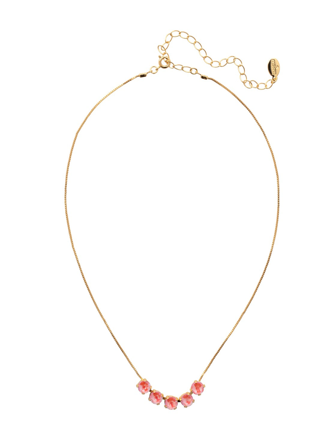 Shaughna Tennis Necklace - NFC84BGLRD - <p>The Shaughna Tennis Necklace features five crystals on a delicate adjustable chain. (16-20 inches) From Sorrelli's Light Rose Delite collection in our Bright Gold-tone finish.</p>