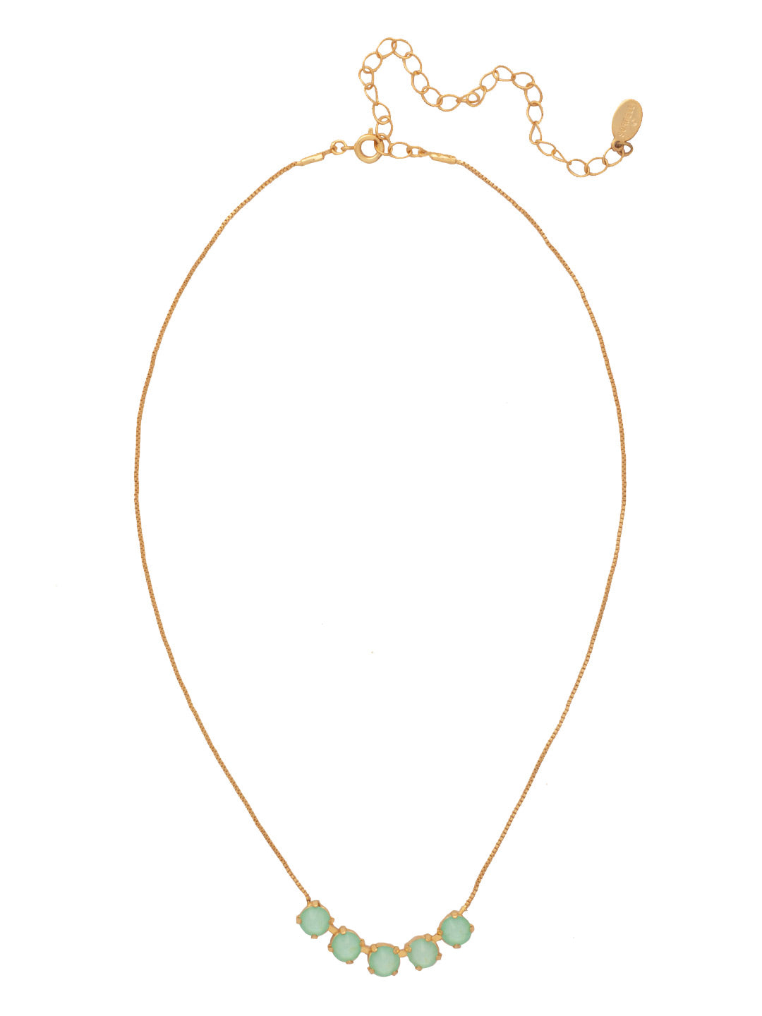Shaughna Tennis Necklace - NFC84BGMND - <p>The Shaughna Tennis Necklace features five crystals on a delicate adjustable chain. (16-20 inches) From Sorrelli's Mint Delite collection in our Bright Gold-tone finish.</p>