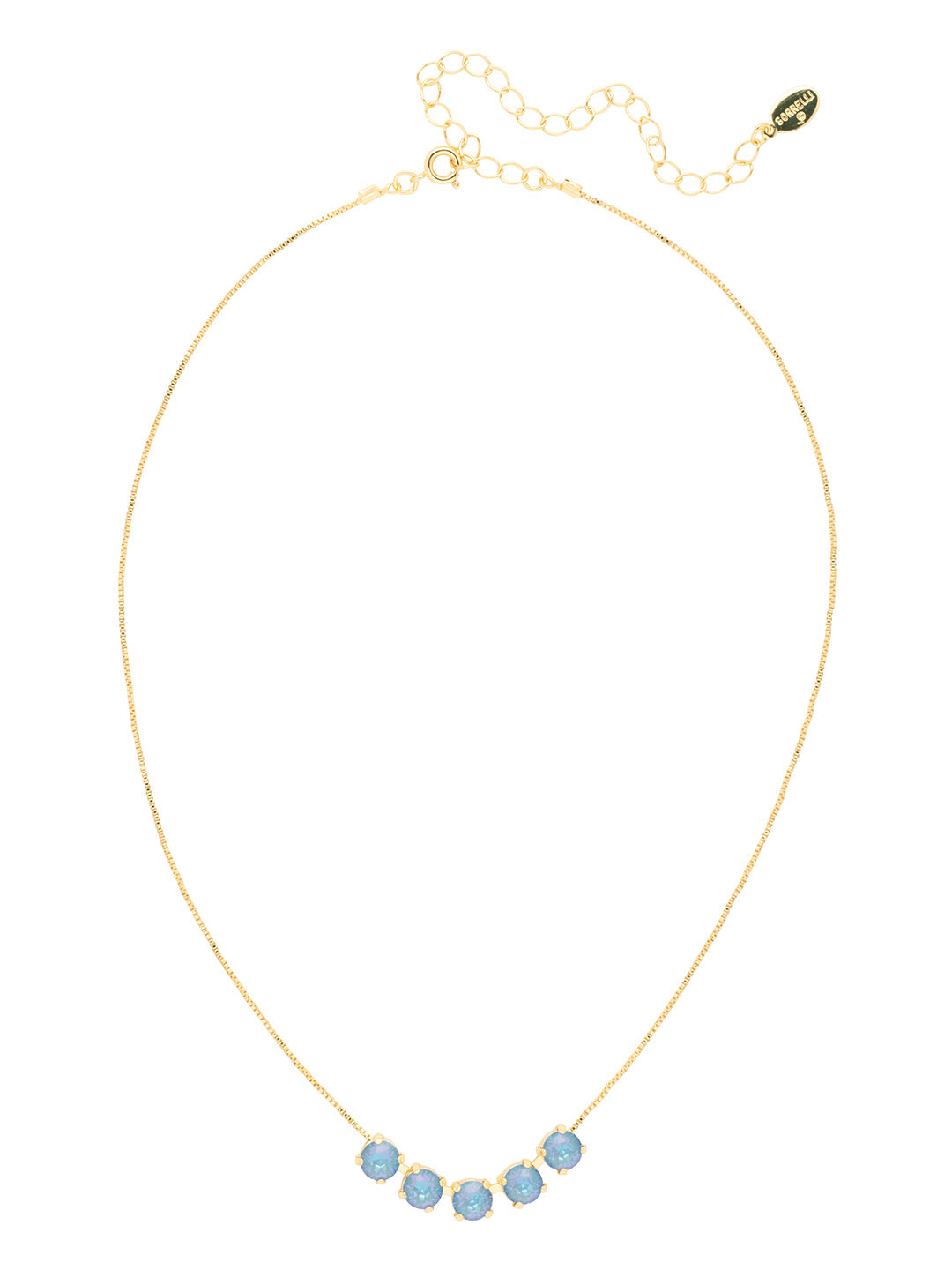 Shaughna Tennis Necklace - NFC84BGOCD - <p>The Shaughna Tennis Necklace features five crystals on a delicate adjustable chain. (16-20 inches) From Sorrelli's Ocean Delite collection in our Bright Gold-tone finish.</p>