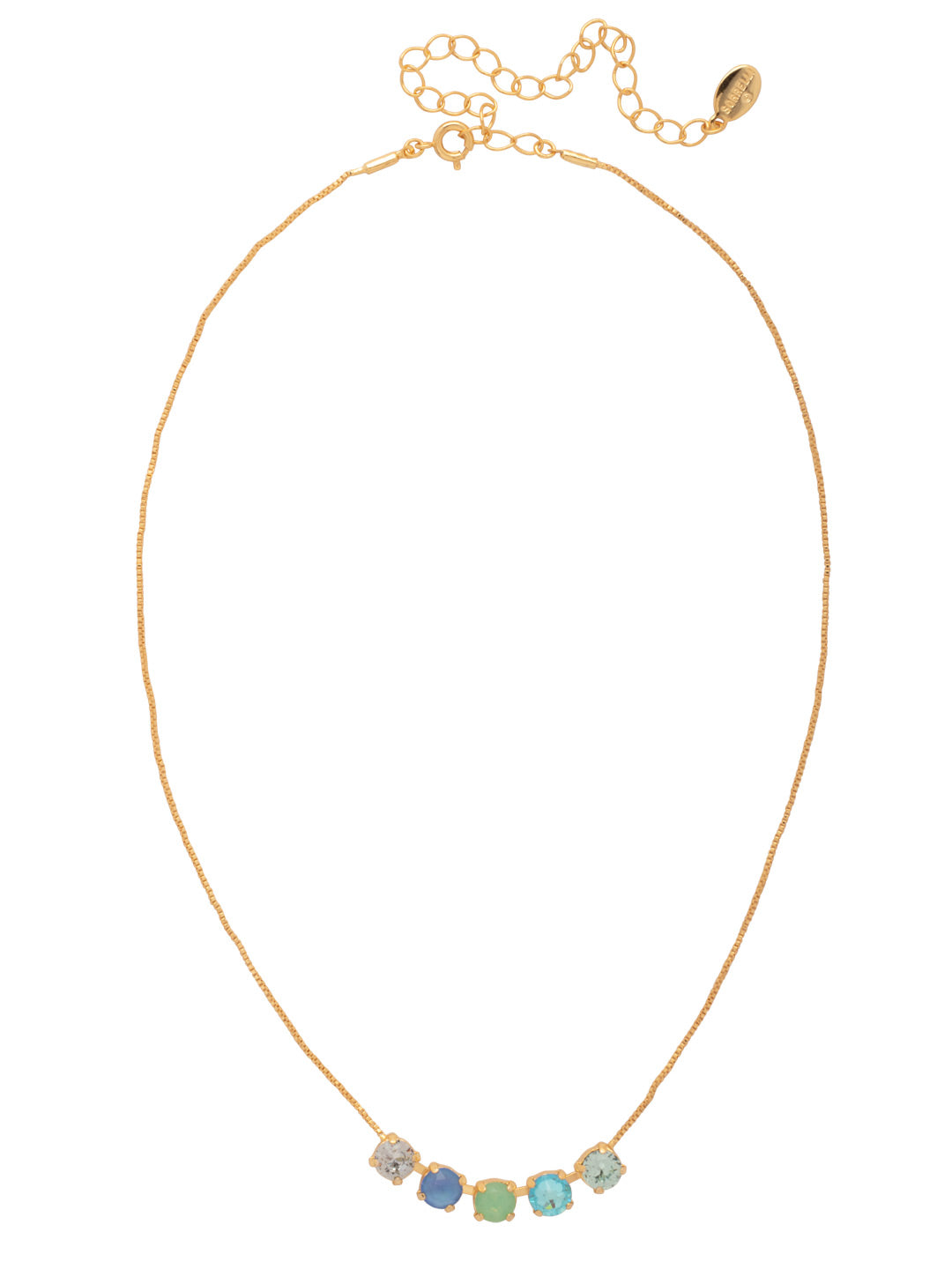 Shaughna Tennis Necklace - NFC84BGOC - <p>The Shaughna Tennis Necklace features five crystals on a delicate adjustable chain. (16-20 inches) From Sorrelli's Ocean collection in our Bright Gold-tone finish.</p>