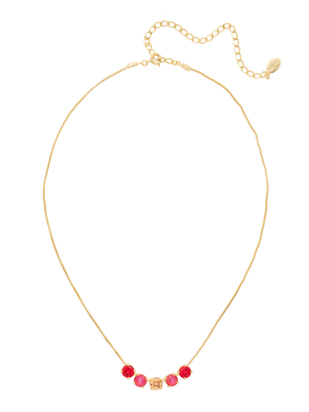 Shaughna Tennis Necklace - NFC84BGRCP - <p>The Shaughna Tennis Necklace features five crystals on a delicate adjustable chain. (16-20 inches) From Sorrelli's Red Carpet collection in our Bright Gold-tone finish.</p>