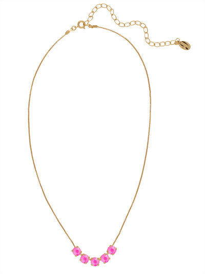 Shaughna Tennis Necklace - NFC84BGWDW - <p>The Shaughna Tennis Necklace features five crystals on a delicate adjustable chain. From Sorrelli's Wild Watermelon collection in our Bright Gold-tone finish.</p>