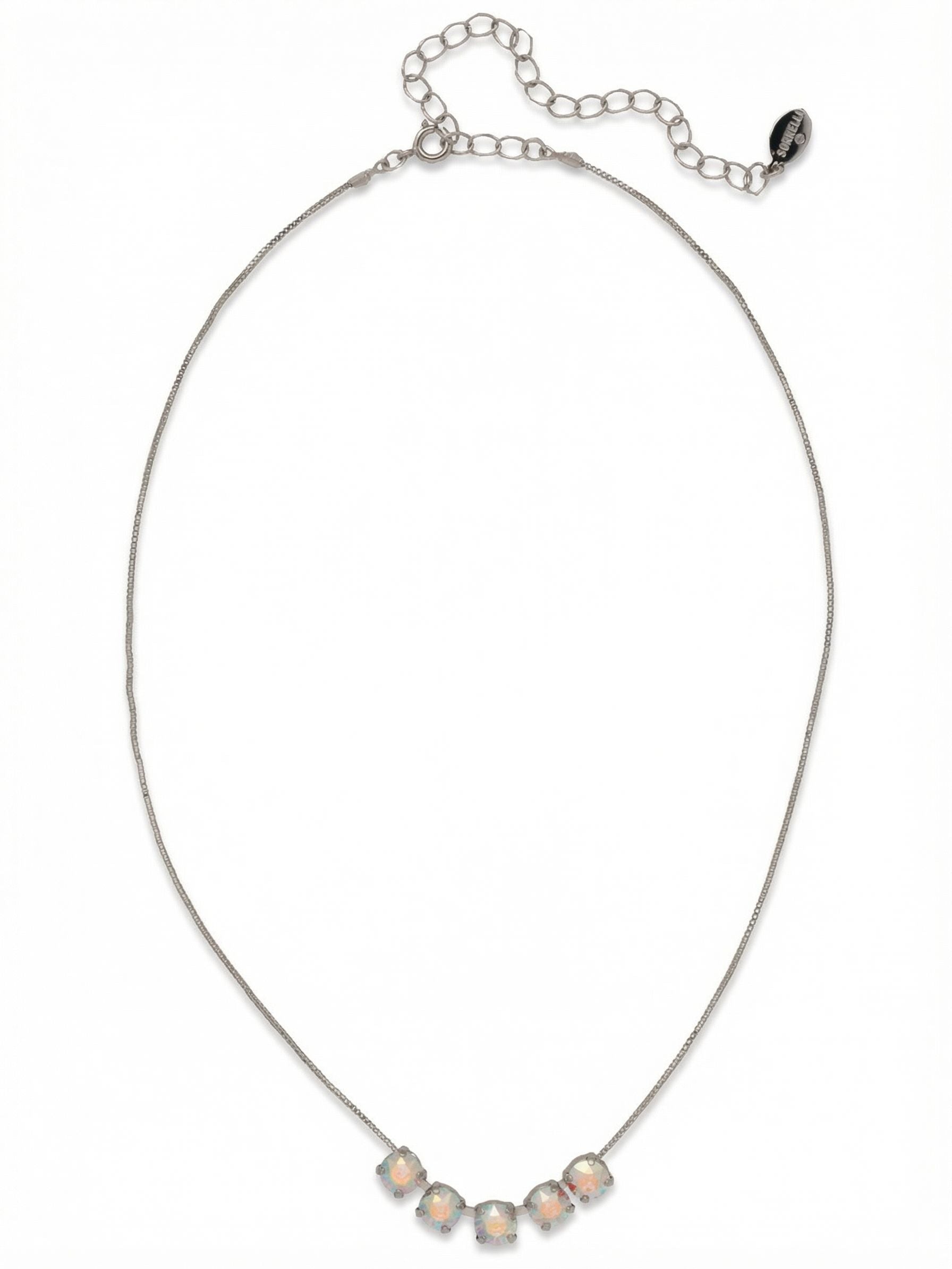 Shaughna Tennis Necklace - NFC84PDCAB - <p>The Shaughna Tennis Necklace features five crystals on a delicate adjustable chain. (16-20 inches) From Sorrelli's Crystal Aurora Borealis collection in our Palladium finish.</p>