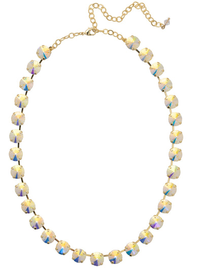 Mara Tennis Necklace - NFD75BGCAB - <p>The Mara Tennis Necklace is a perfect blend of classic elegance and contemporary style! This stunning piece showcases a full line of rivoli cut crystals, instantly drawing attention. (16-20 inches) From Sorrelli's Crystal Aurora Borealis collection in our Bright Gold-tone finish.</p>
