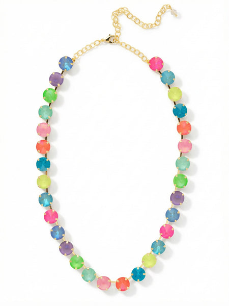 Vibrant Neon Multi-Color Crystal Tennis Necklace | Sorrelli