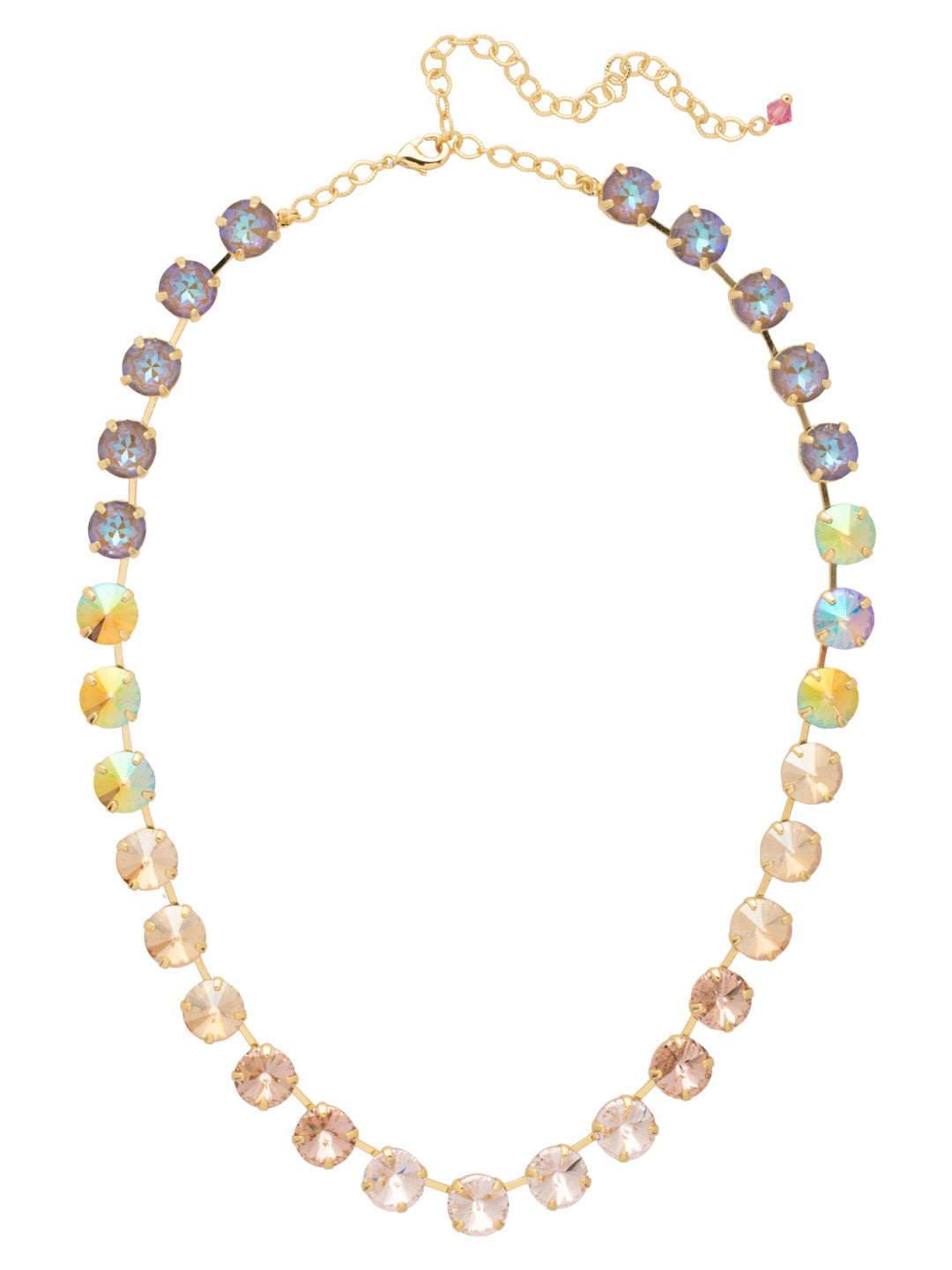 Mara Tennis Necklace - NFD75BGCHA - <p>The Mara Tennis Necklace is a perfect blend of classic elegance and contemporary style! This stunning piece showcases a full line of rivoli cut crystals, instantly drawing attention. (16-20 inches) From Sorrelli's Chai Latte collection in our Bright Gold-tone finish.</p>