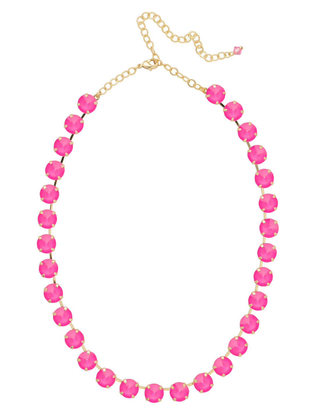 Mara Tennis Necklace - NFD75BGETP - <p>The Mara Tennis Necklace is a perfect blend of classic elegance and contemporary style! This stunning piece showcases a full line of rivoli cut crystals, instantly drawing attention. (16-20 inches) From Sorrelli's Electric Pink collection in our Bright Gold-tone finish.</p>