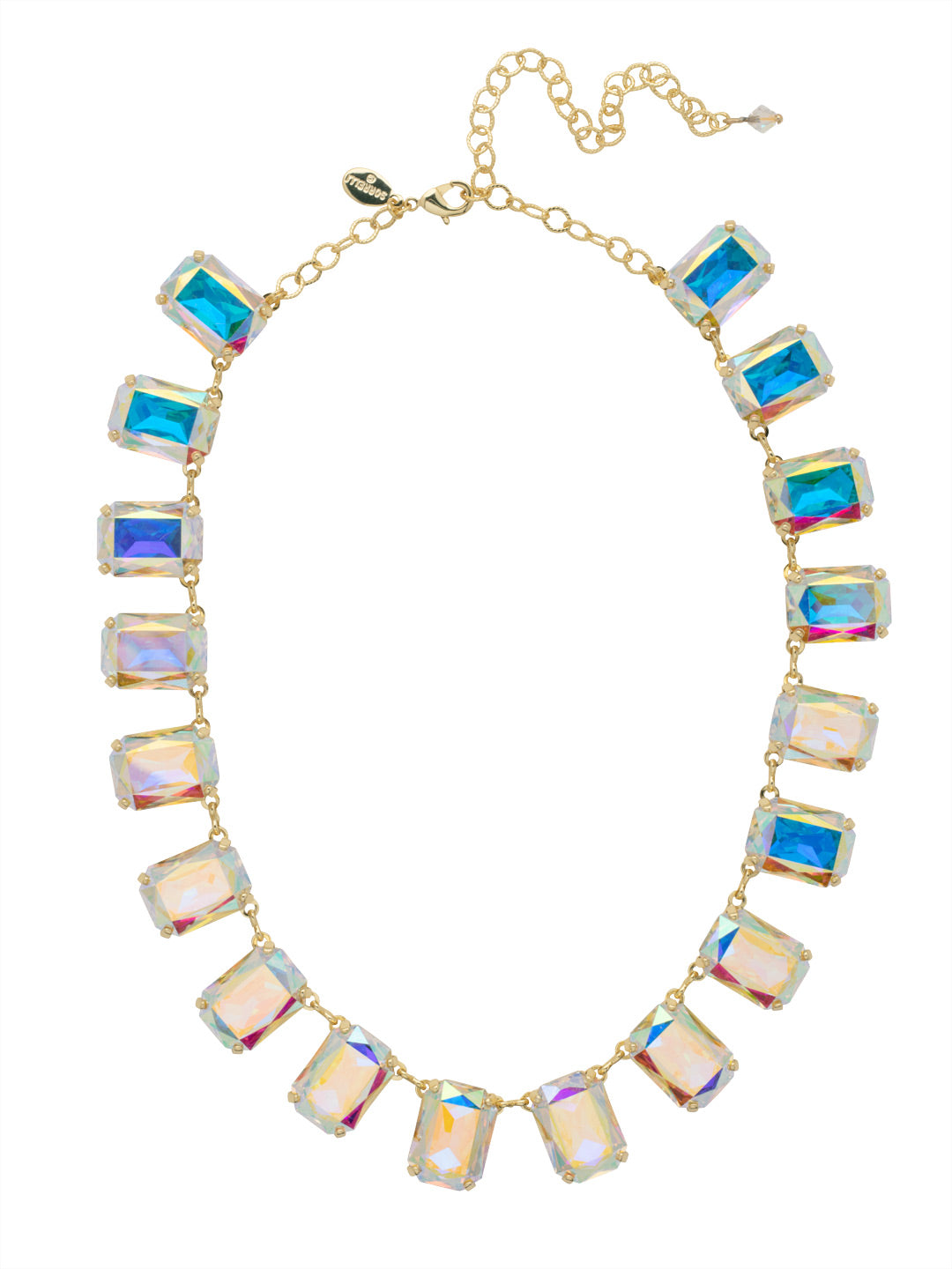 Julianna Emerald Statement Necklace - NFD77BGCAB - <p>The Julianna Emerald Statement Necklace features a row of octagon cut candy drop crystals around an adjustable chain, secured with a lobster claw clasp. From Sorrelli's Crystal Aurora Borealis collection in our Bright Gold-tone finish.</p>