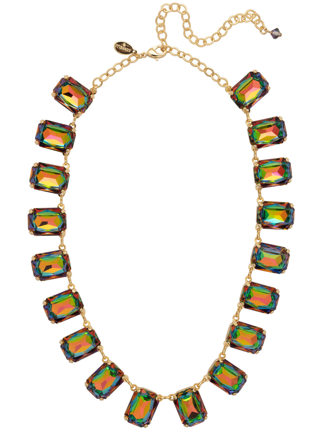 Julianna Emerald Statement Necklace - NFD77BGVO - <p>The Julianna Emerald Statement Necklace features a row of octagon cut candy drop crystals around an adjustable chain, secured with a lobster claw clasp. From Sorrelli's Volcano collection in our Bright Gold-tone finish.</p>